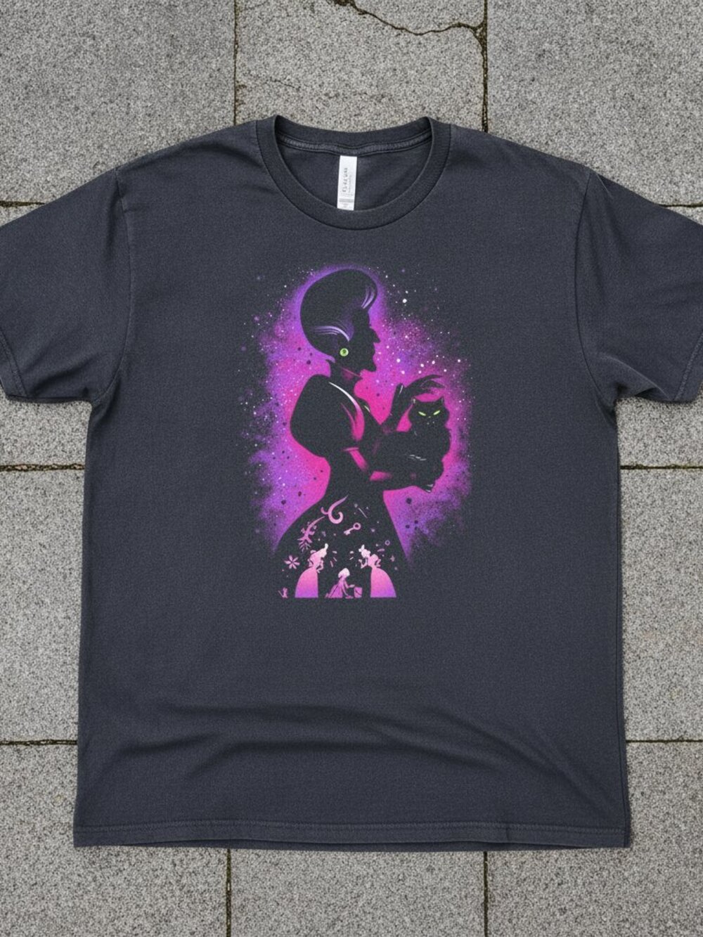 Wicked Stepmother Black Cat Galaxy Silhouette Dark Graphic Black Tee